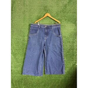 ALab 2000s Wide Leg Denim Shorts Cartoon Character Embroidery Logo Size 40